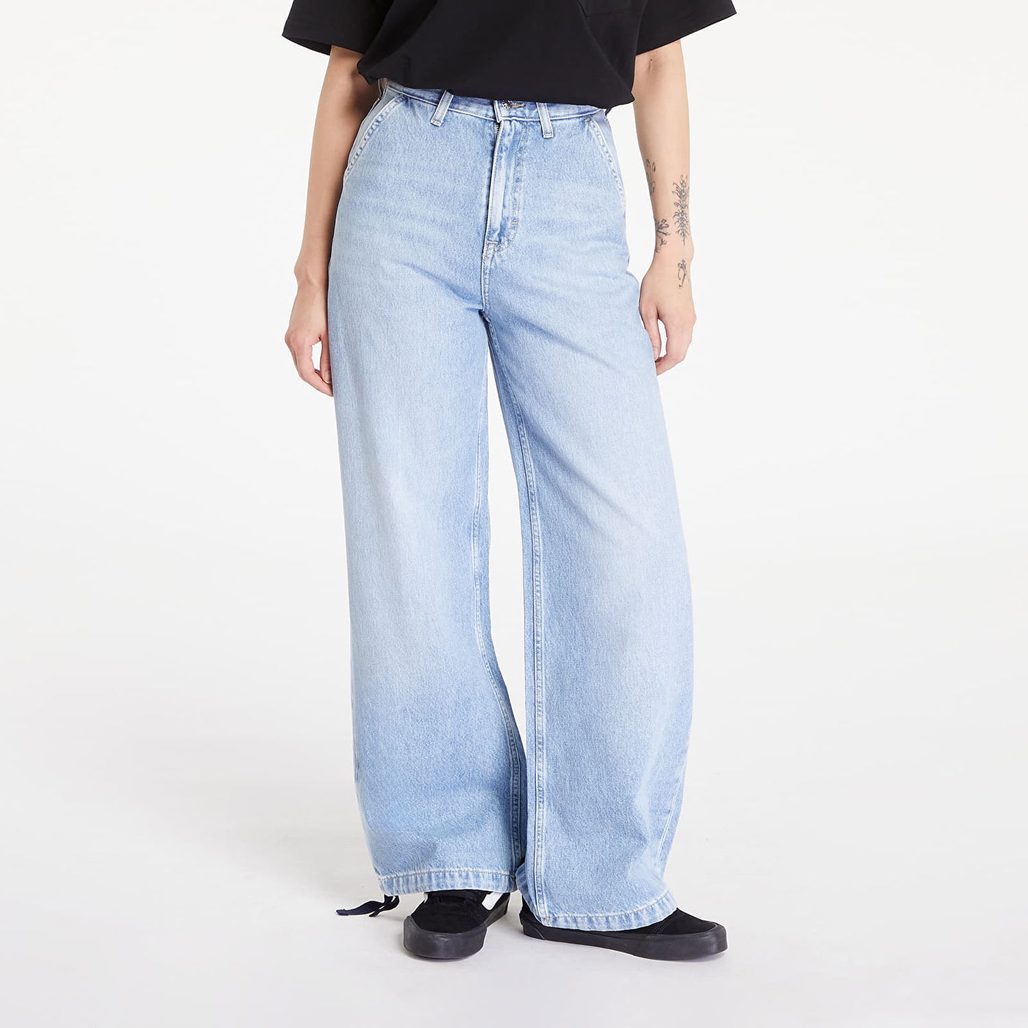 Džínsy Tommy Hilfiger Claire Varsity High Rise Wide Tie Hem Jeans Denim Light Modrá | DW0DW19293 1AB, 0