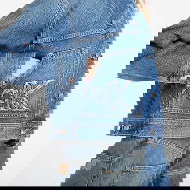 Bunda CALVIN KLEIN Workwear Cropped Denim Jacket with K Applique Modrá | LV047E906G 3NL, 1