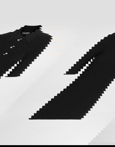 Polo tričko Dolce & Gabbana Dolce & Gabbana Ribbed Polo Sweater Čierna | FXZ16ZJFMHGN0000, 0