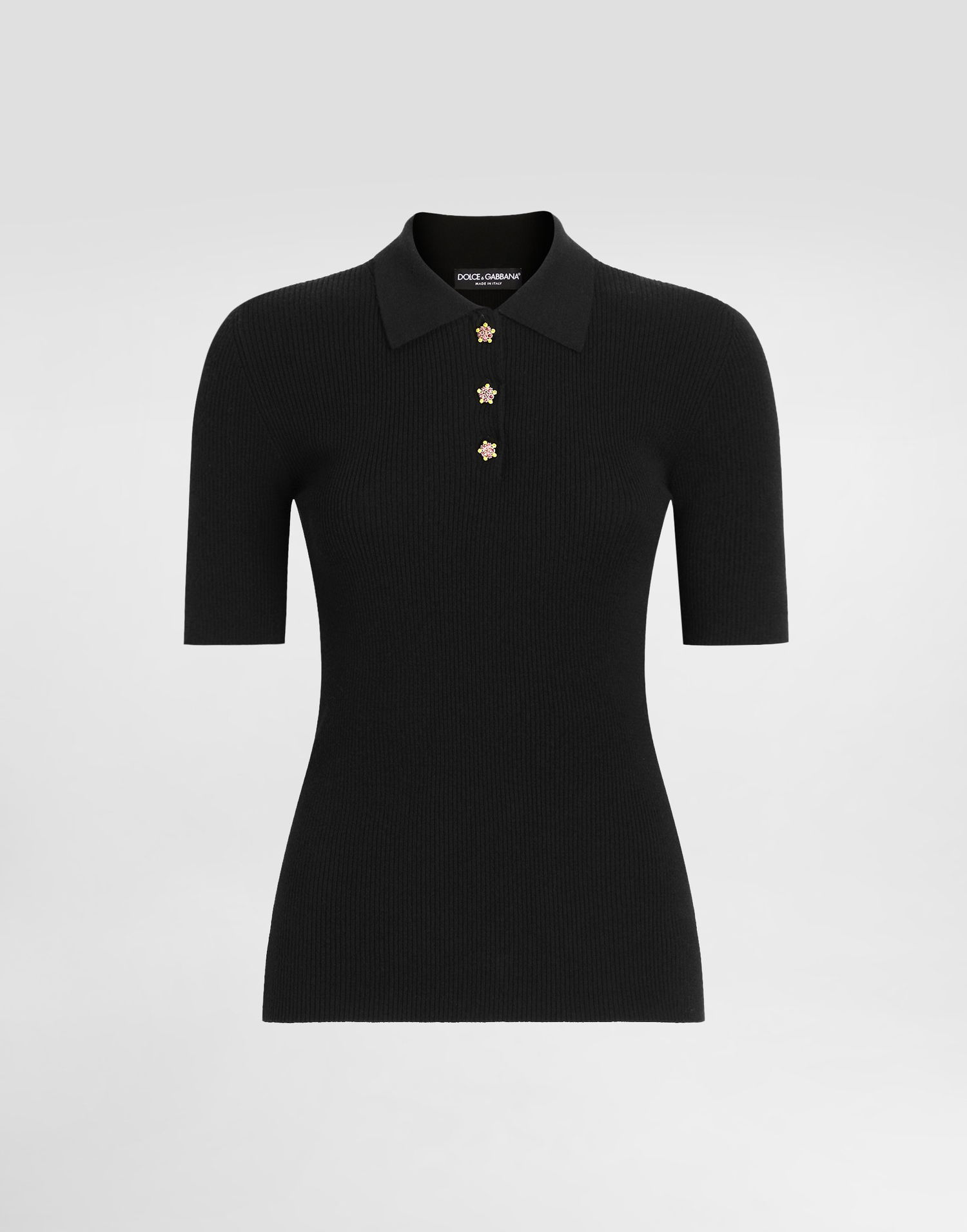 Polo tričko Dolce & Gabbana Dolce & Gabbana Ribbed Polo Sweater Čierna | FXZ16ZJFMHGN0000, 0