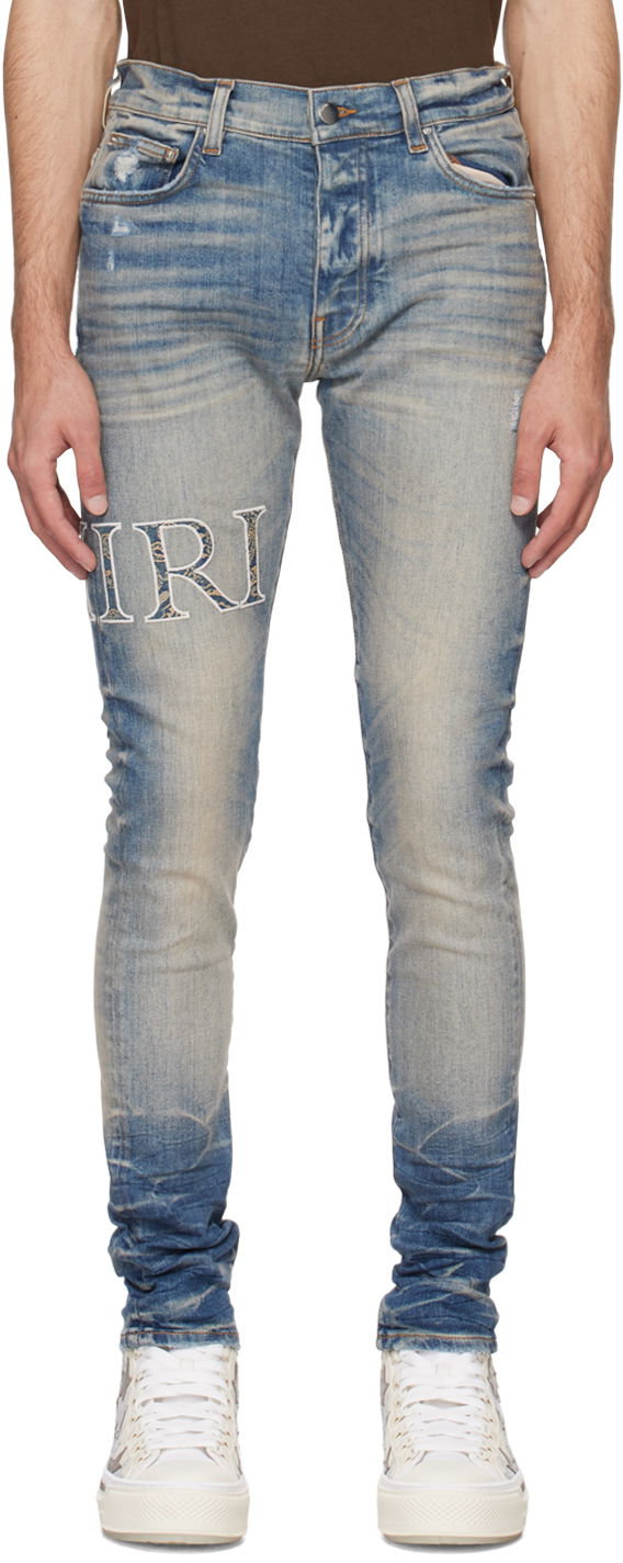 Džínsy AMIRI AMIRI Bandana Print Skinny Jeans Šedá | AMDNSY1011, 0