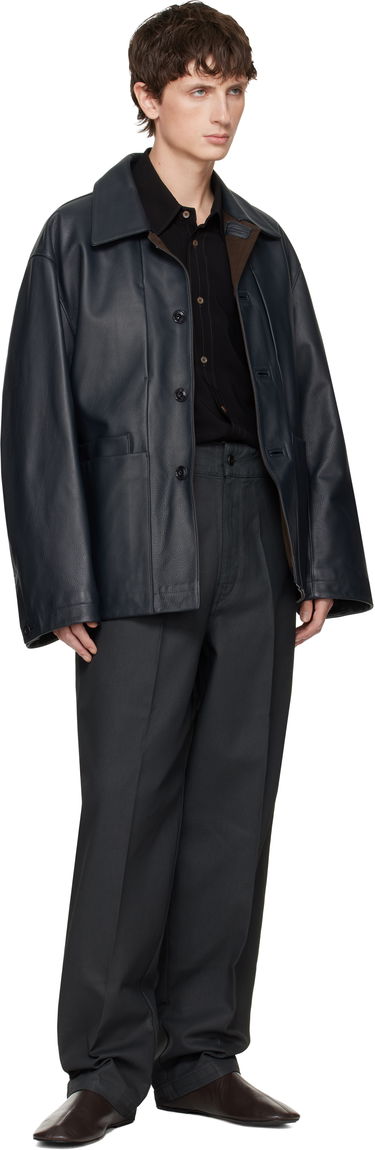 Bunda LEMAIRE Workwear Leather Jacket Navy | OW1172 LL0128, 3