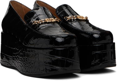 Starostlivosť o obuv GANNI GANNI Croco Butterfly Chain Platform Loafers Čierna | S2834, 3