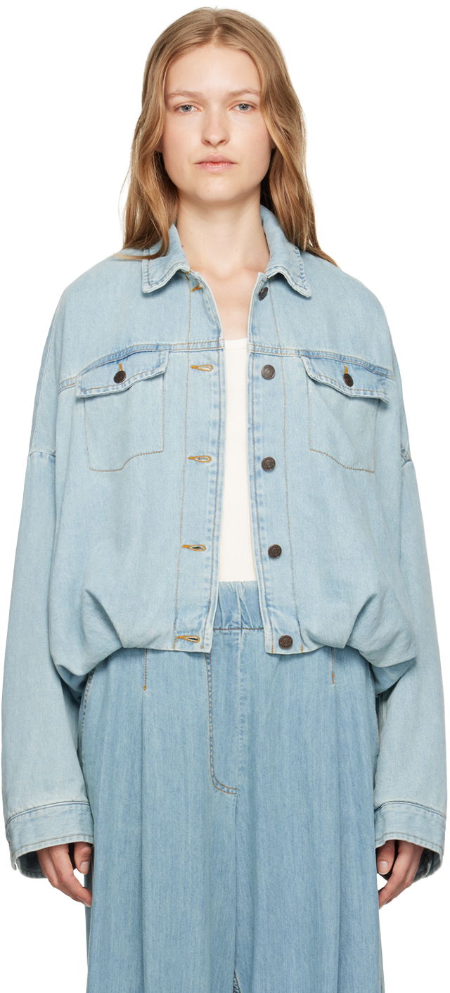 Bunda Dries Van Noten Round Denim Jacket Modrá | 242-010506-9378, 0