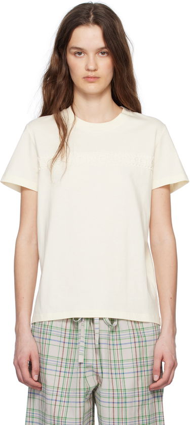 Tričko Moncler Moncler Short Sleeve T-Shirt with Lace Detail Žltá | K10938C0004489AUO, 0