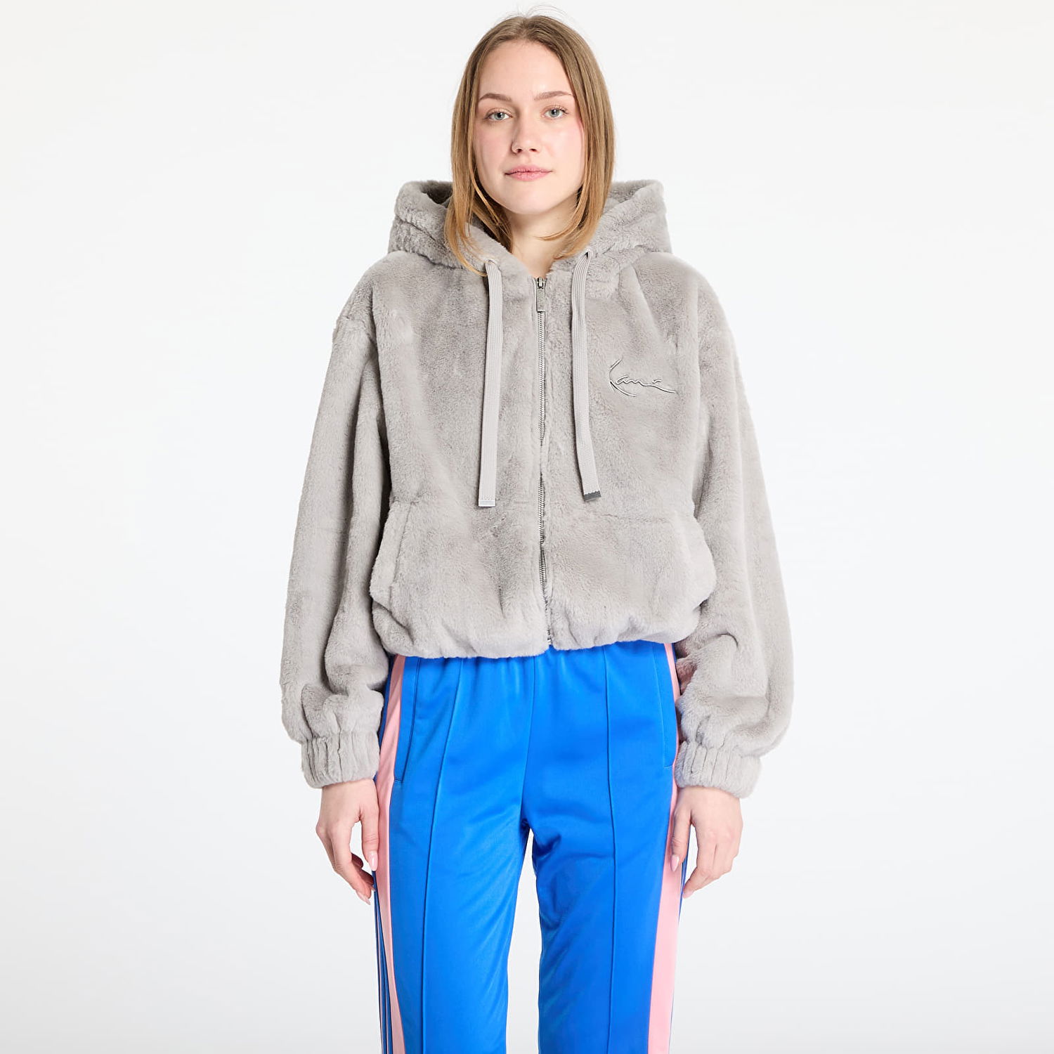 Mikina Karl Kani Karl Kani Metal Signature Vegan Fur Zip Hoodie Šedá | 61220046, 0