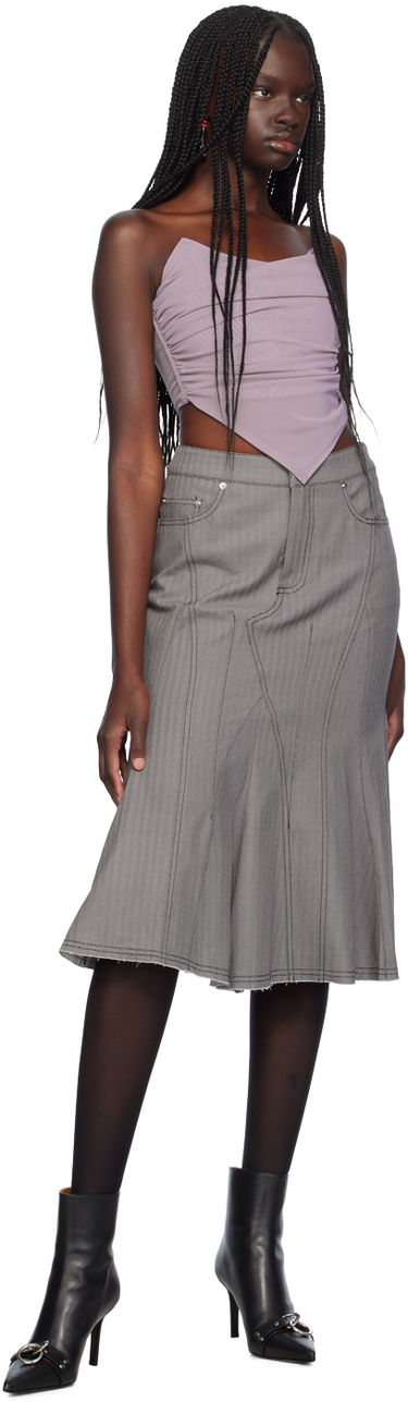 Sukňa Miaou Miaou Poppy Ruched Corset Top Šedá | 7084PM3SMO, 3