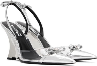 Tenisky a topánky Versace Metallic Wedge Heels with Ribbon Strap Metalická | 1016194_1A10007_2T08P, 3