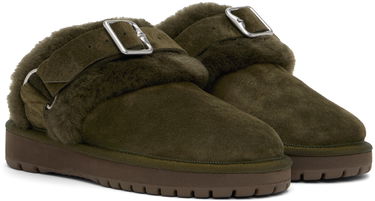Oblečenie Burberry Burberry Chubby Suede & Shearling Slippers Zelené | 8092549, 3