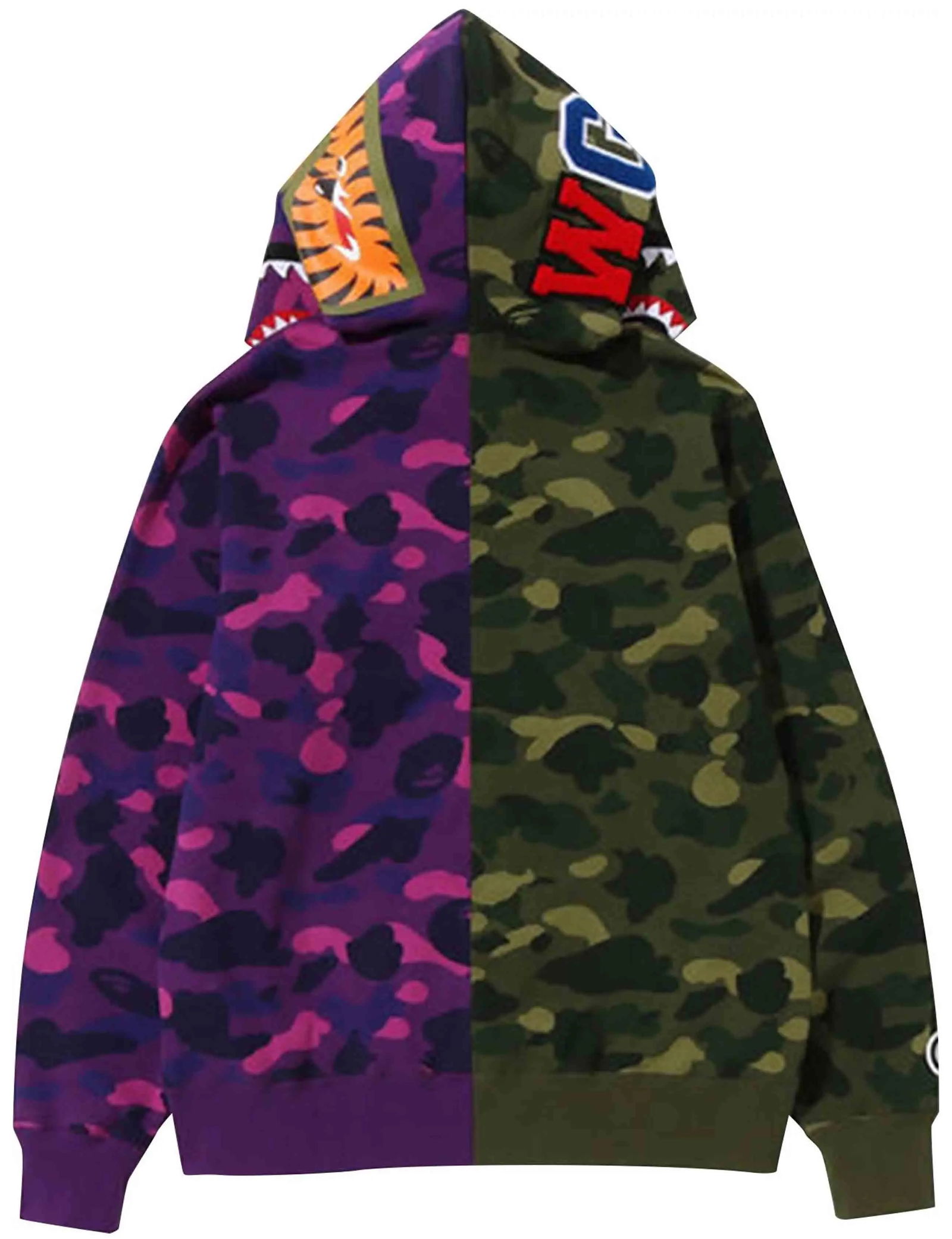 Bape Color Camo Shark Full Zip Hoodie Green/Purple