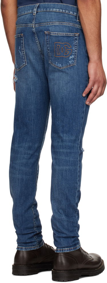 Džínsy Dolce & Gabbana Dolce&Gabbana Slim-Fit Stretch Jeans with Logo Embroidery Modrá | GY07CZG8MX3, 2