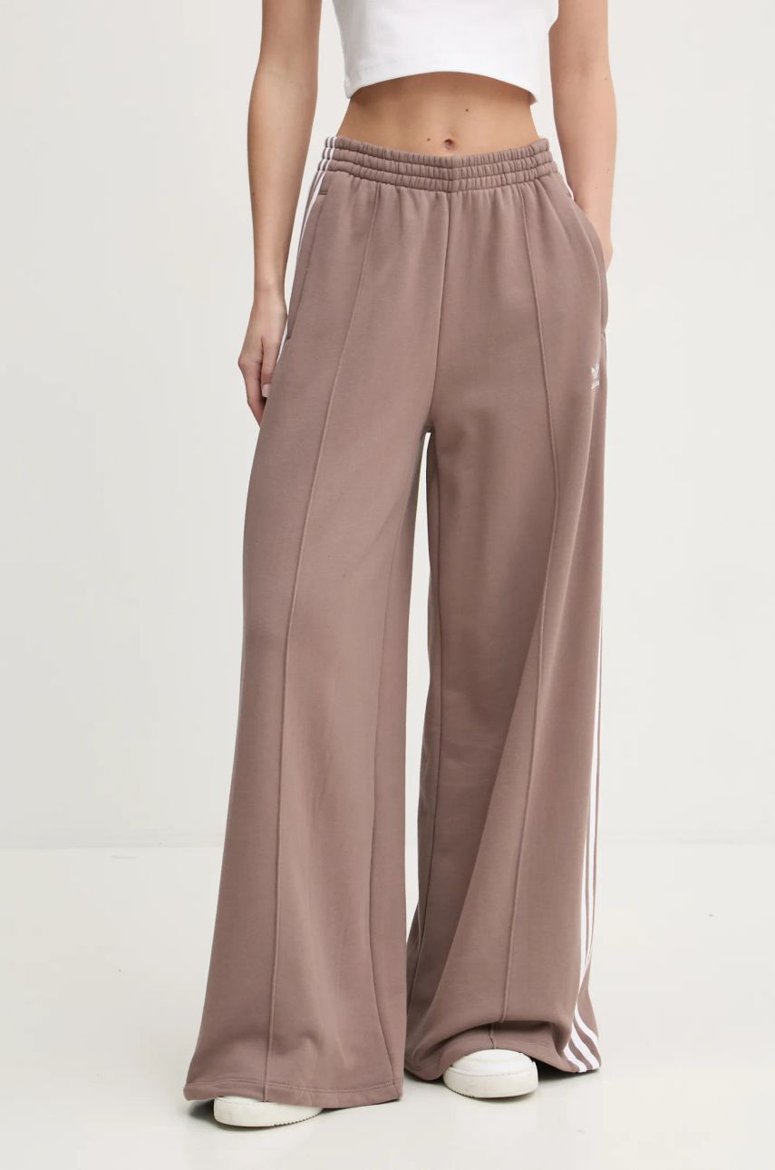 Nohavice adidas Originals Wide Leg Track Pants with Side Stripes Hnedá | JC5762, 0