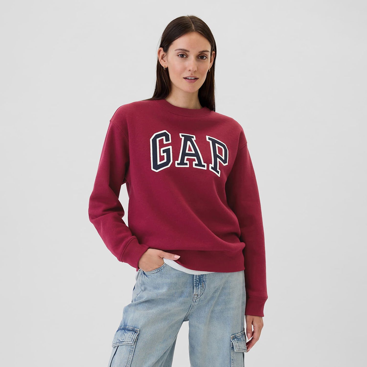 Mikina GAP Logo Crew Beet Red Vínová | 554936-37, 0