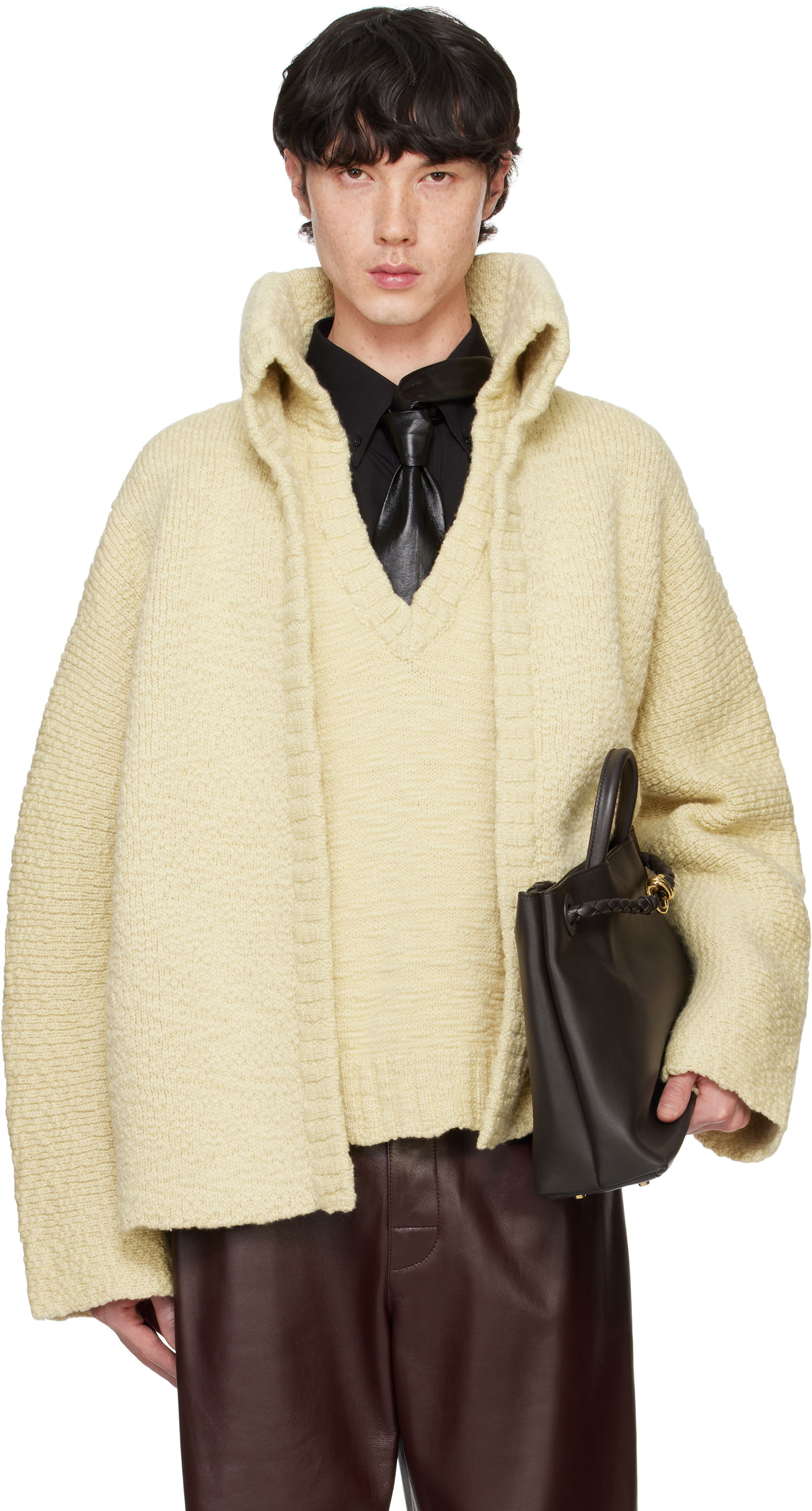 Textured Wool Double Layer Cardigan