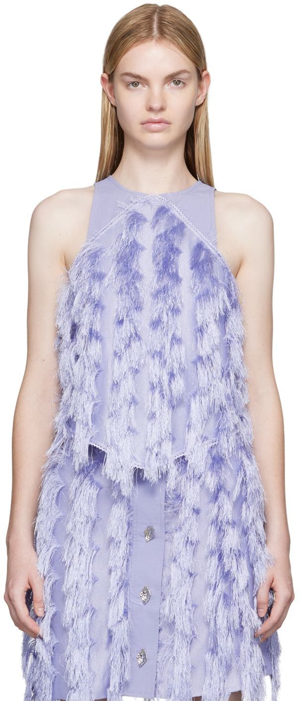 Tielko GANNI GANNI Fringe Camisole Top Fialová | F7197