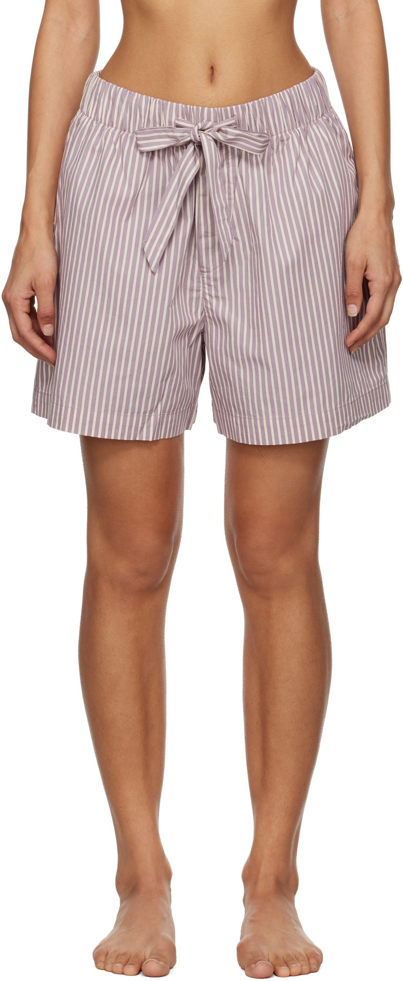 Šortky TEKLA Striped Poplin Pajama Shorts Fialová | SWS-SKST