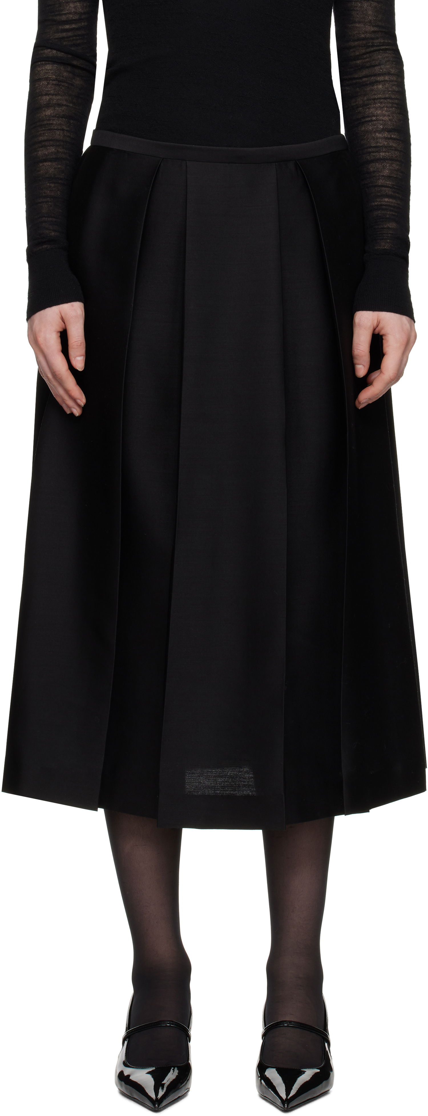 Sukňa TOTEME TOTEME Twinflower Pleated Midi Skirt Čierna | 251-WRB0273-FB0324, 0