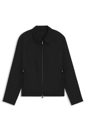 Bunda BOSS Slim-Fit Virgin-Wool Serge Jacket Čierna | 50545898
