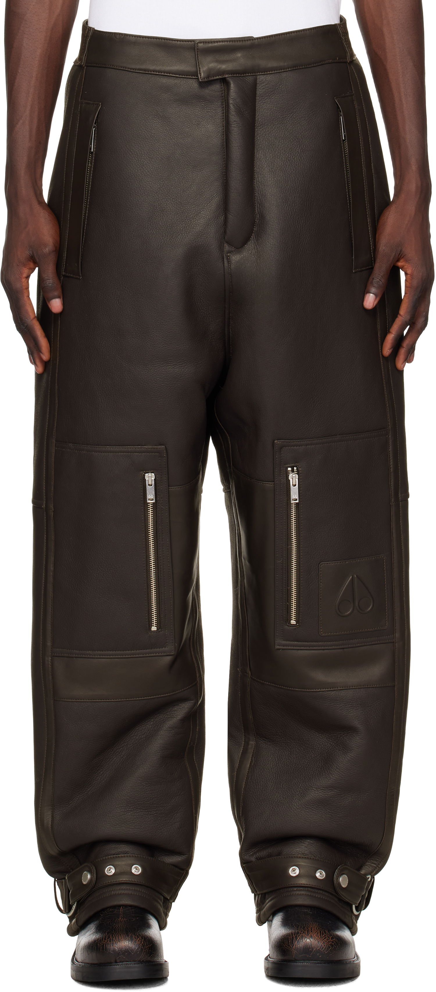Cargo nohavice Moose Knuckles Leather Cargo Pants Hnedá | M34ML331, 0