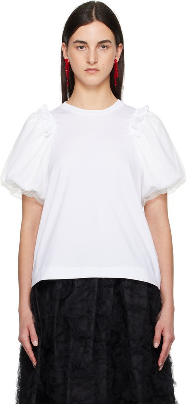 Tričko Simone Rocha Simone Rocha Tulle Overlay Puff Sleeve T-Shirt Biela | 5179 0553, 0