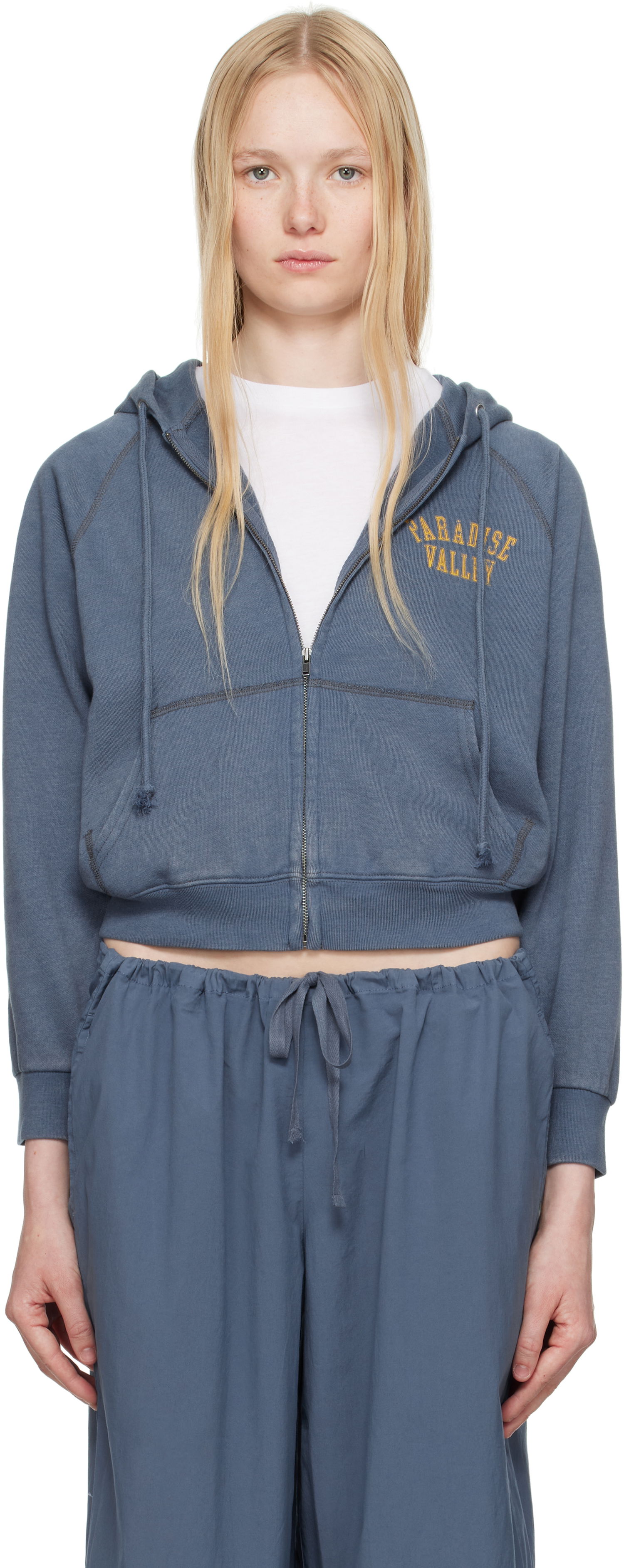 Mikina SKIMS SKIMS Lightweight Fleece Zip Up Hoodie Modrá | PL-PLO-8281W, 0