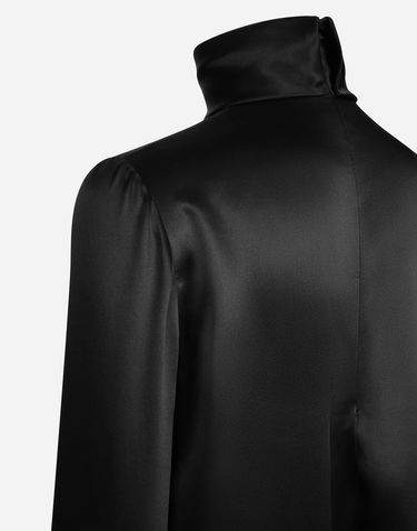 Košeľa Dolce & Gabbana Silk Satin Blouse Čierna | F7AI0TFU1AUN0000, 2