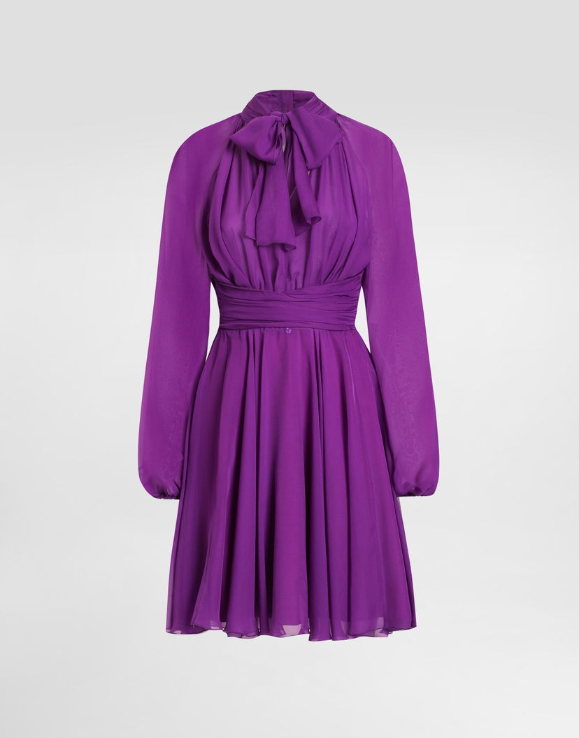 Šaty Dolce & Gabbana Dolce & Gabbana Draped Chiffon Mini Dress Fialová | F60AXTFU1ATF0571