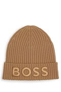 BOSS Virgin-Wool Beanie with Embroidered Logo