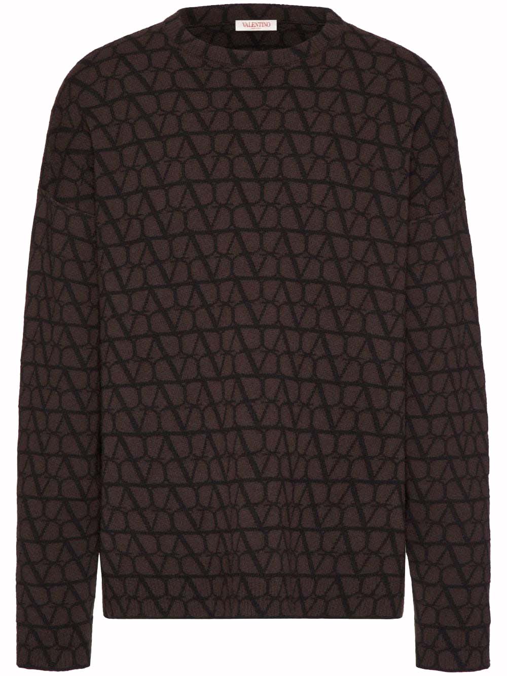 Sveter Valentino Allover Logo Knitwear Brown Hnedá | VKC27A9K3, 0