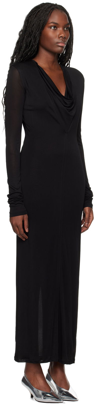 Šaty TOTEME TOTEME Draped V-Neck Maxi Dress Čierna | 244-WRD0176-FB0266, 1