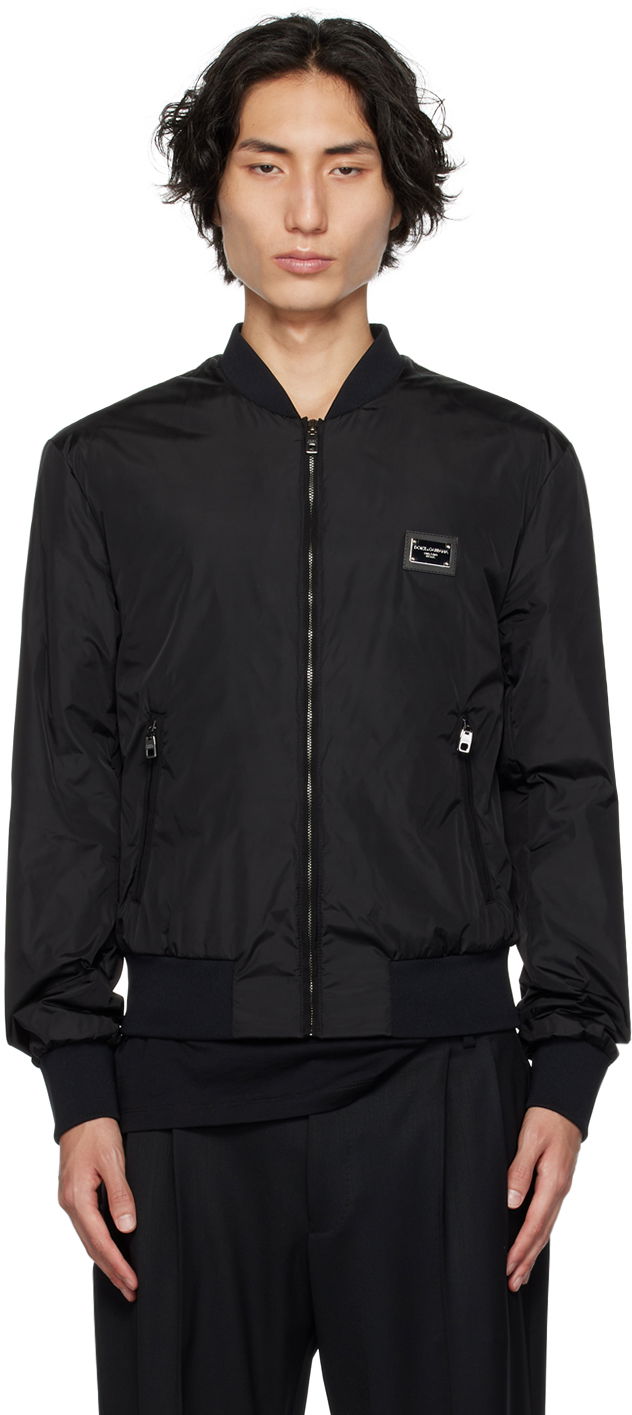 Black Plaque Bomber Jacket