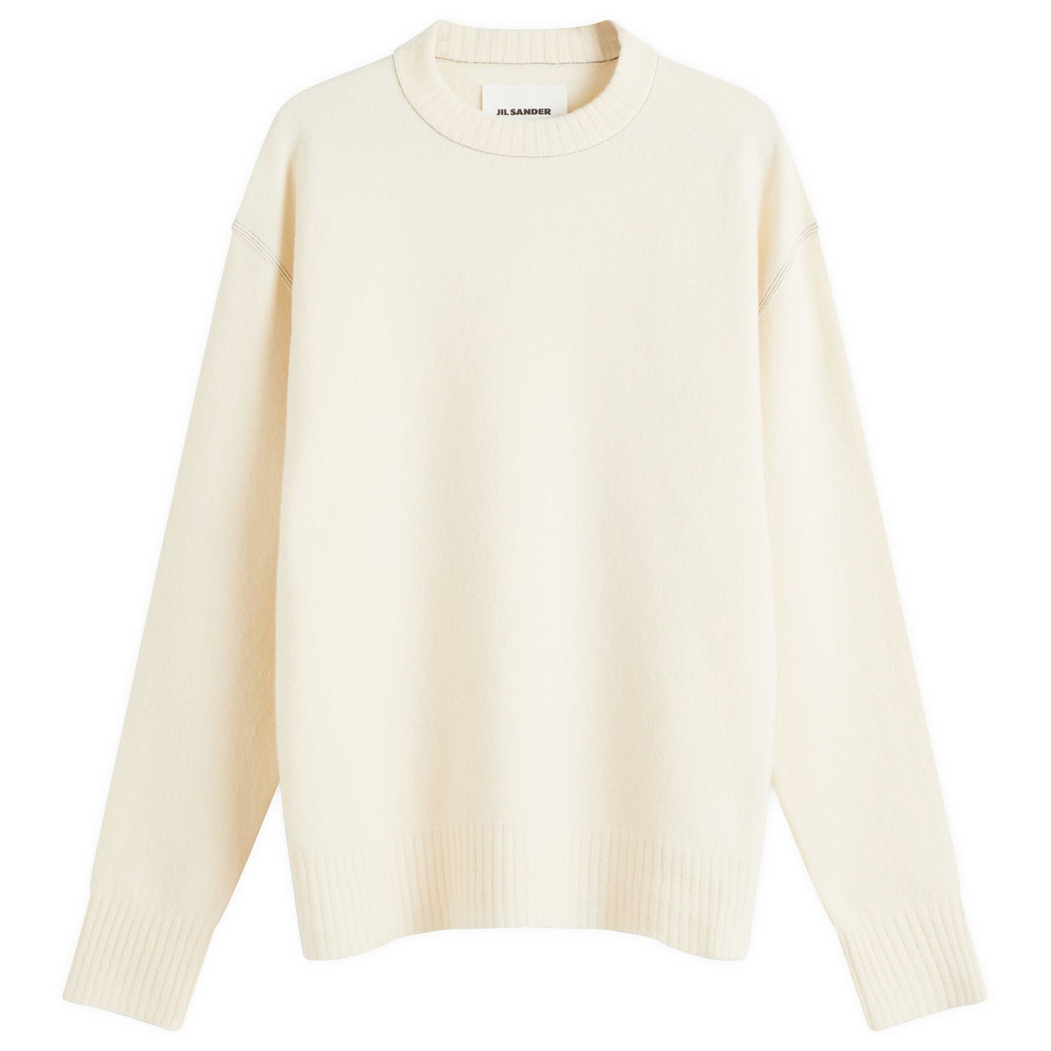 Sveter Jil Sander Jil Sander Men's Contrast Stitch Merino Wool Crew Knit Biela | J22GP0244-J14761-109, 0