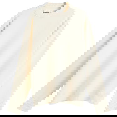 Sveter Jil Sander Jil Sander Men's Contrast Stitch Merino Wool Crew Knit Biela | J22GP0244-J14761-109, 0
