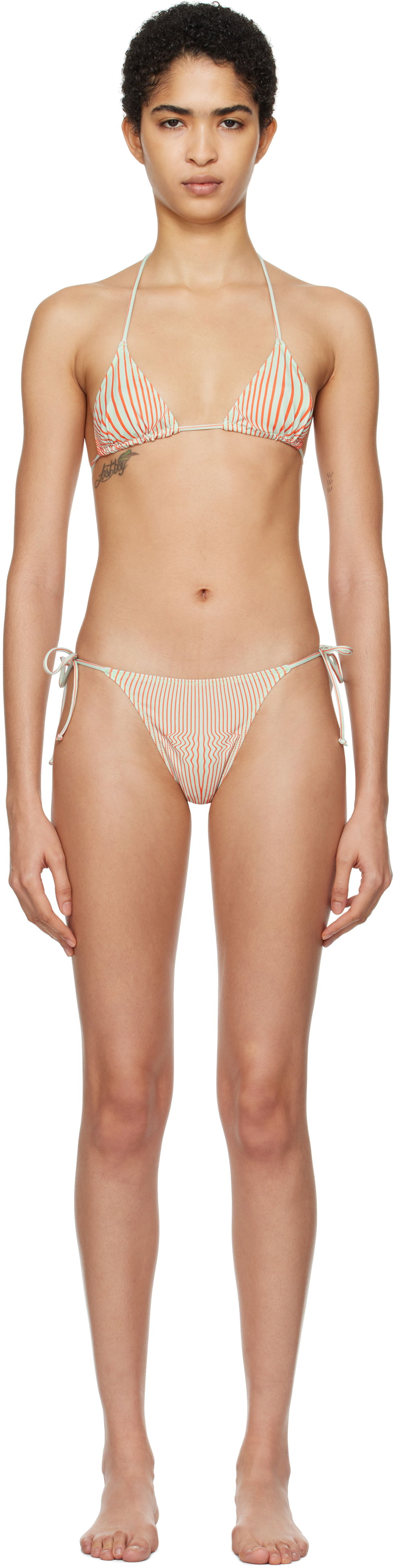 Plavky Jean Paul Gaultier Gaultier 'The Pinstripe Body Morphing' Bikini Set Zelené | 25/33-F-BS021-J571-4216, 0