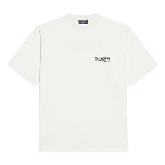 Tričko Balenciaga Political Campaign Embroidered Large Fit T-Shirt Biela | 641655TKVJ19084