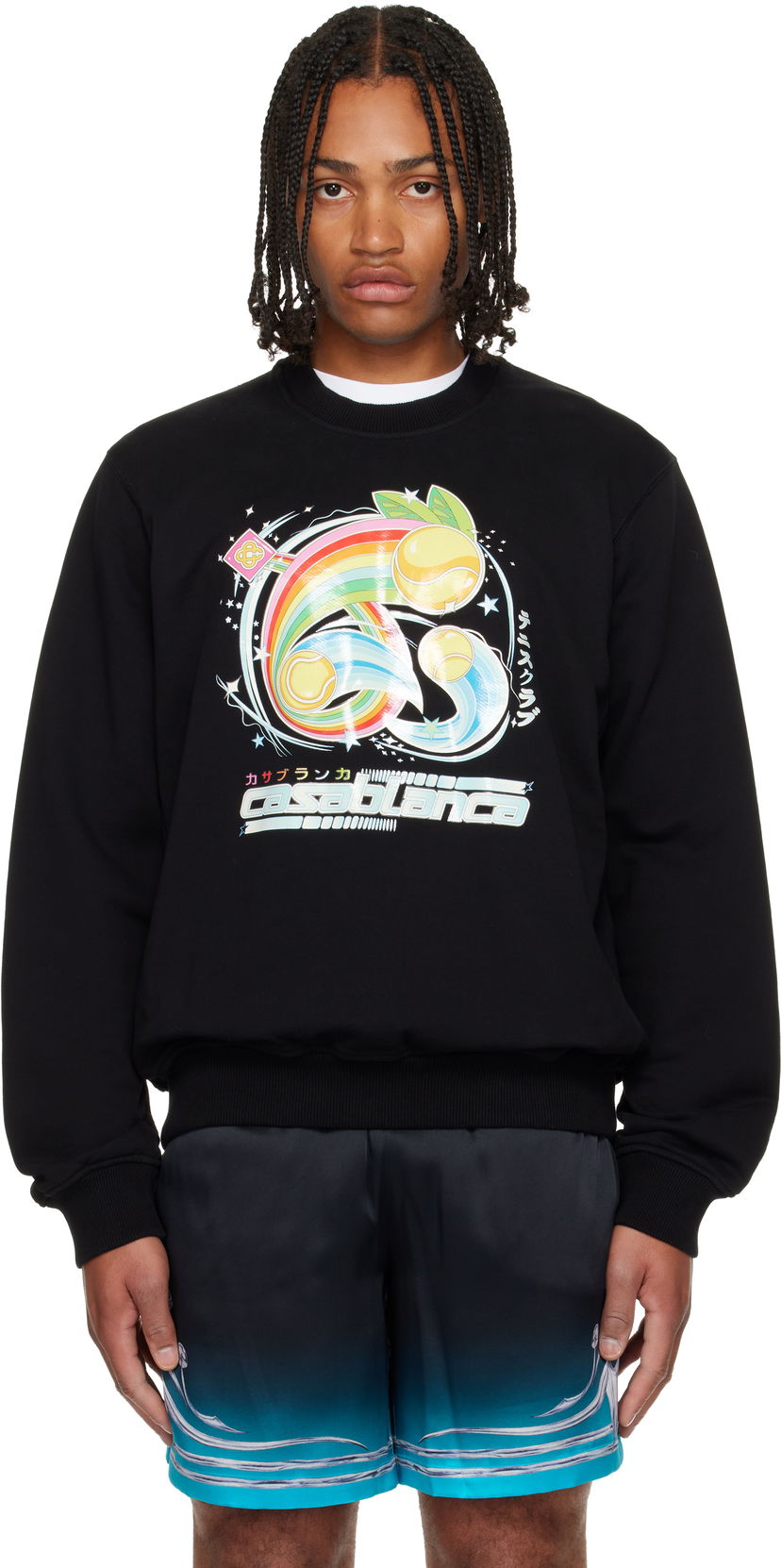 Mikina Casablanca Casablanca Manga Tennis Ball Sweatshirt Čierna | M-AW25-JTP-293-02