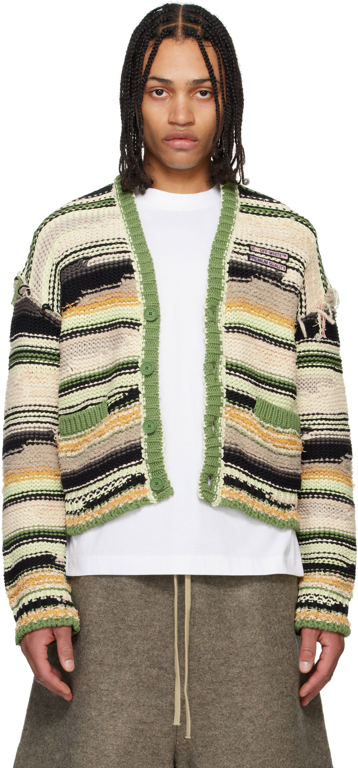 Sveter Off-White Off-White Premium Quality Striped Knit Cardigan Rôznofarebný | OMHB02FS25KNI0015000, 0