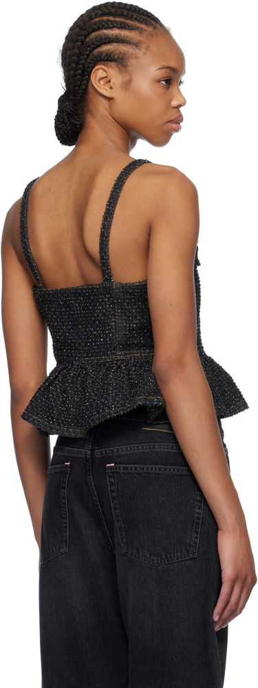 Crop Top GANNI Ganni Fluffy Denim Strap Top Čierna | J1615, 2