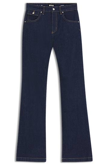 Džínsy BOSS BOSS Bootcut Stretch Denim Jeans with Coin Pocket Navy | 50544989