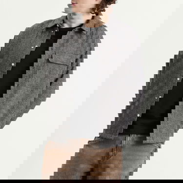 Košeľa Dime Wool Herringbone Button-Front Overshirt Šedá | DIMEHO259SIL, 2