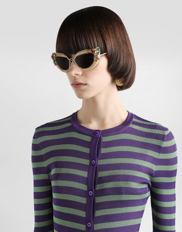 Šaty Dolce & Gabbana Dolce & Gabbana Striped Viscose Knit Cardigan Dress Fialová | FXVC8ZJAIRRV9644, 3