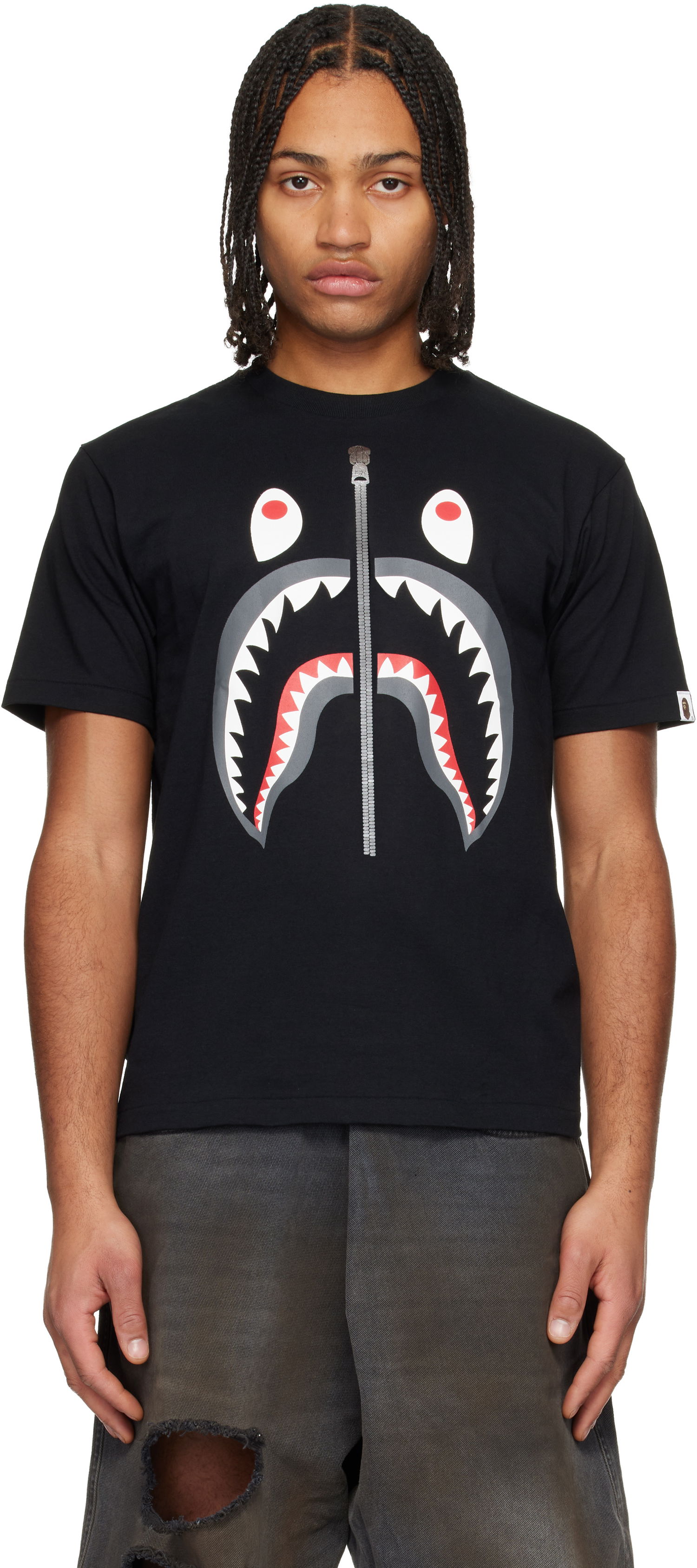 Tričko BAPE Shark Face Zipper T-shirt Čierna | 001TEL801003M, 0