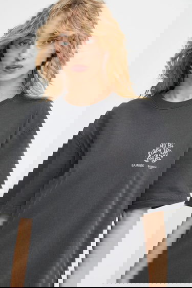 Tričko Samsoe Samsoe Printed Oversized Cotton SAJOURNAL T-Shirt Šedá | U24400006, 7