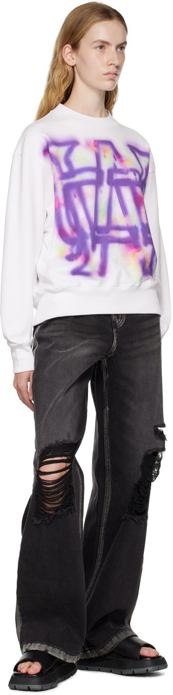Sveter We11done We11done Rainbow Symbol Sweatshirt Biela | WD-TS3-22-829-U-WH, 3