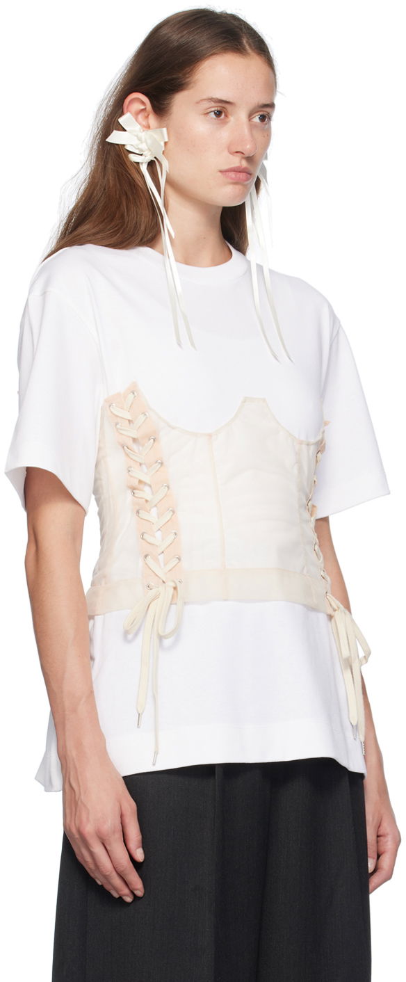 Tričko Simone Rocha Simone Rocha Corset Panel Boxy T-Shirt Biela | 5282 0562, 1