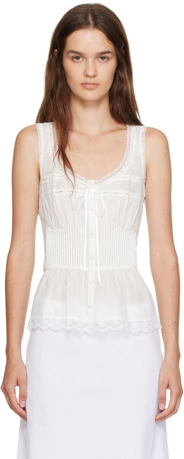 Tielko GUIZIO Guizio Lille Pintuck Sleeveless Top Biela | P25116W136, 0