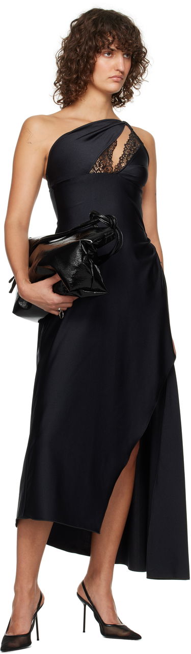 Šaty Coperni Asymmetric Lace Midi Dress Čierna | COPR135545, 3