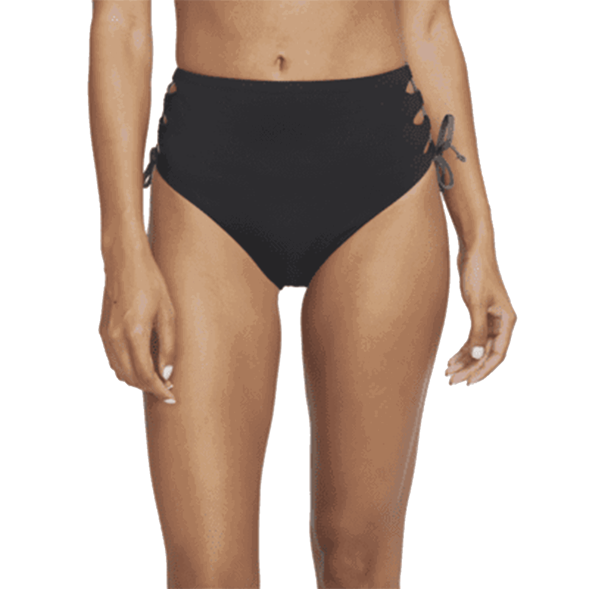 Plavky Nike Nike High-Waist Lace-Up Bikini Bottoms Čierna | NESSC274-001, 0