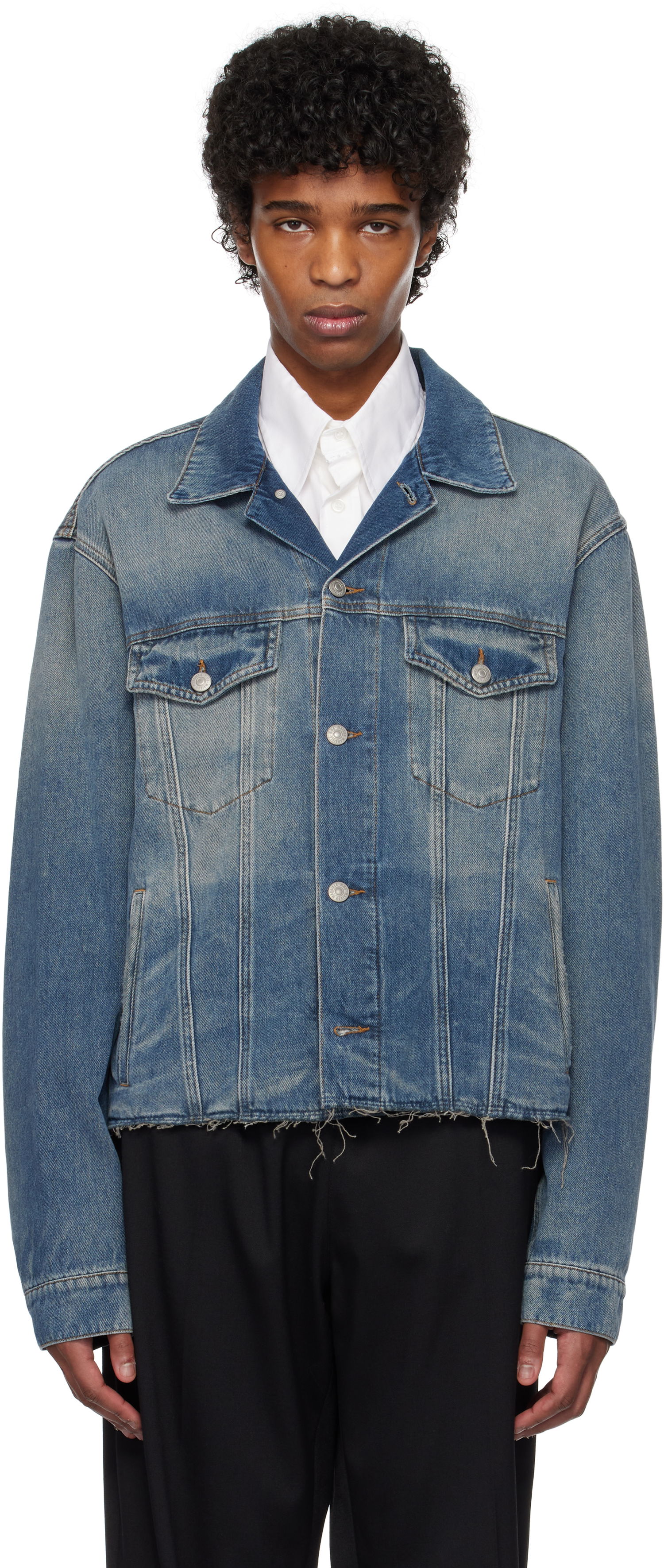 Bunda Maison Margiela MM6 Maison Margiela Raw Edge Denim Jacket Modrá | SH0AM0047 M30017, 0
