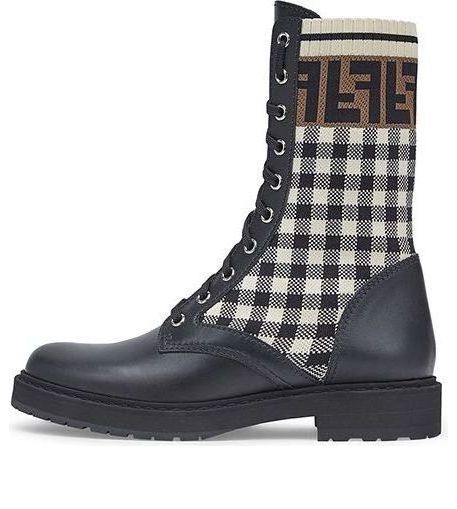 Tenisky a topánky FENDI FENDI Leather Biker Boots with Stretch Fabric Čierna | 8T6780AD7AF1BPG, 0